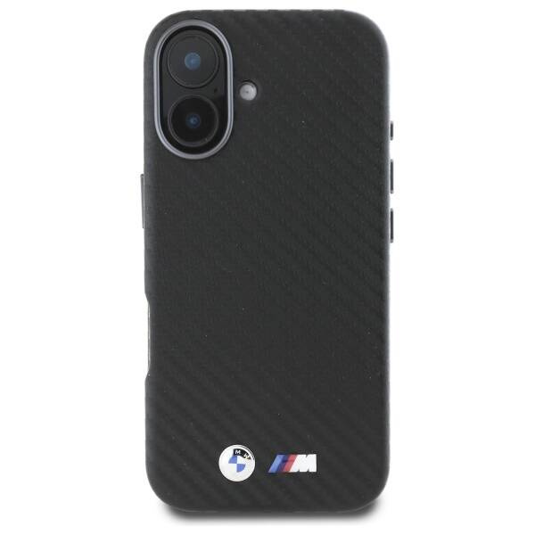 Funda BMW iPhone 16 negro/negro durocase Carbon Wrapped Metal