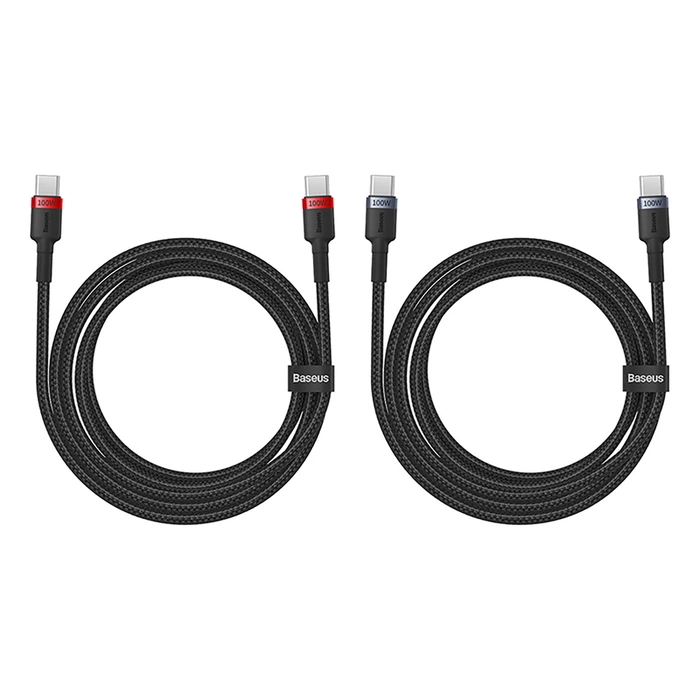 Baseus Cafule USB-C / USB-C-Kabel 100W 1 m - rot-schwarz und schwarz-grau (2 Stk.)