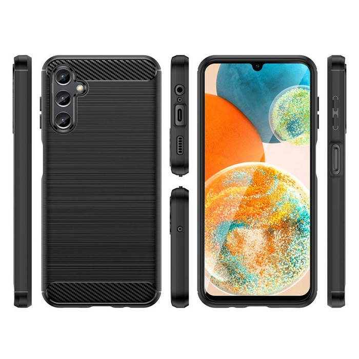 Carbon Case obal Samsung Galaxy A14 5G flexibilní silikonový carbonový kryt černý