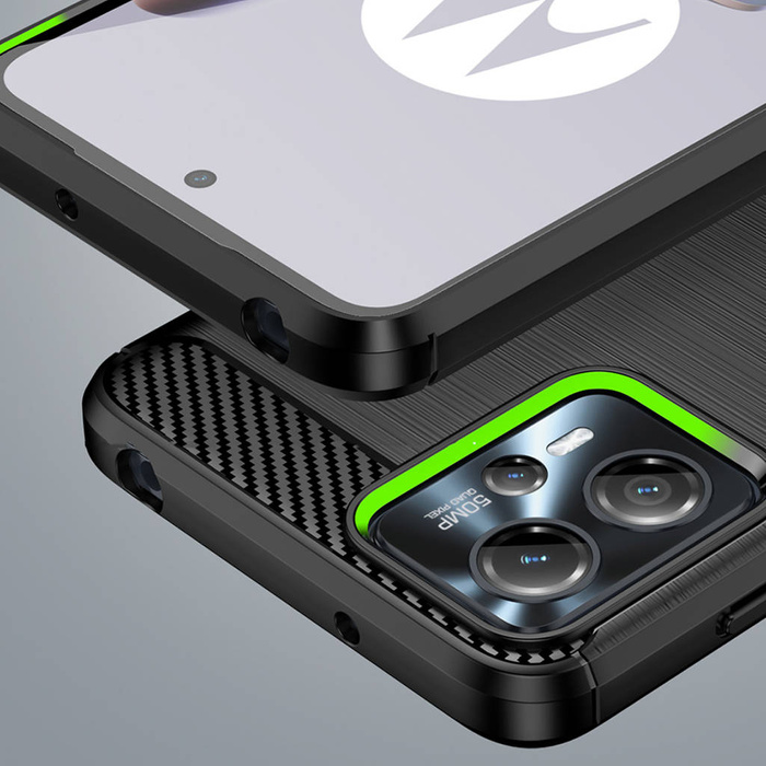 Carbon Case für Motorola Moto G53 / G13 flexible Silikon-Carbon-Hülle schwarz