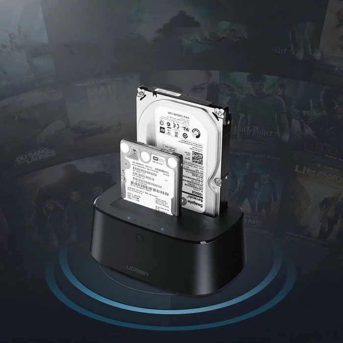 Ugreen CM198 50857 Dockingstation mit USB 3.0 für SATA 2,5" 3,5" SSD HHD-Laufwerke, EU-Netzteil - Schwarz