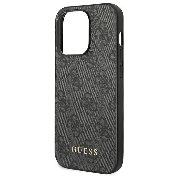 Hülle Guess iPhone 14 Pro Max 6.7" grau/grau hart case 4G Metall Gold Logo