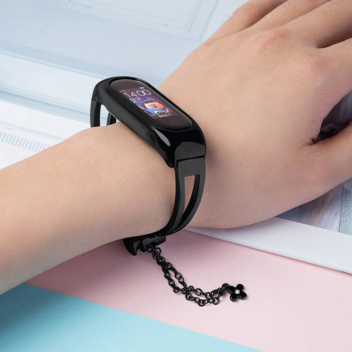 Remplacement de la chaîne du bracelet métallique bracelet pour Xiaomi Mi Band 6 / 5 / 4 / 3 noir