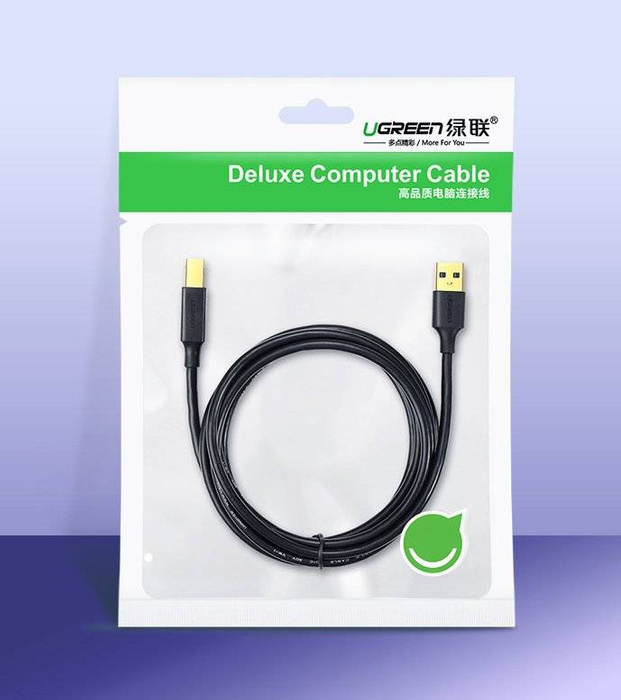 Ugreen USB Type B printer cable (male) - USB 2.0 (male) 480 Mbps 1.5 m black (US135 10350)