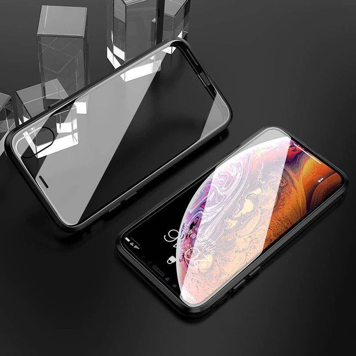 Wozinsky Full Magnetic Case 360 Magnetic Case Vorder- und Rückseite mit integriertem Glas Samsung Galaxy A72 4G Schwarz-Transparent