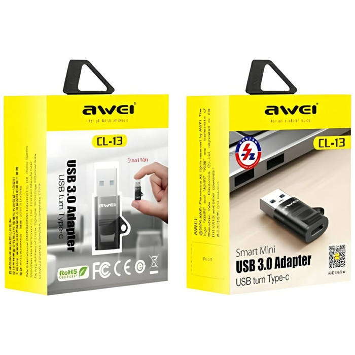 Adaptador AWEI CL-13 USB-C/USB-A negro/negro