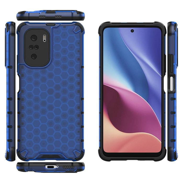 Honeycomb Case armor cover with TPU Bumper for Xiaomi Redmi K40 Pro+ / K40 Pro / K40 / Poco F3 blue