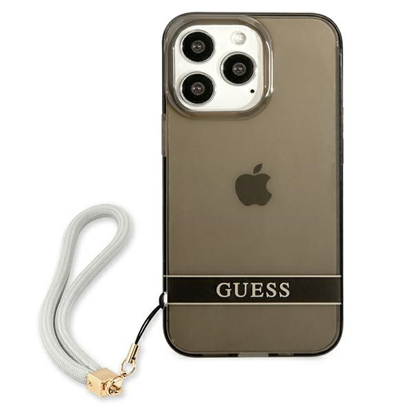 Hülle GUESS Apple iPhone 13 13 Pro Transluzent Stap Schwarz Hartcase