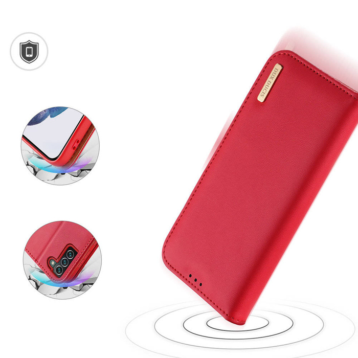 Dux Ducis Hivo Leather Flip Cover Echtleder Geldbörse für Karten und Dokumente Samsung Galaxy S22+ (S22 Plus) Rot