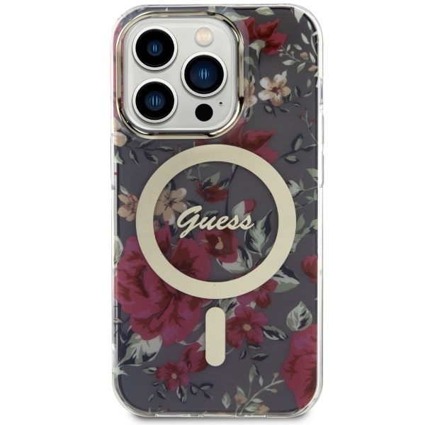 Hülle Guess GUHMP14LHCFWSA iPhone 14 Pro 6.1" grün/khaki hartcase Flower MagSafe Case