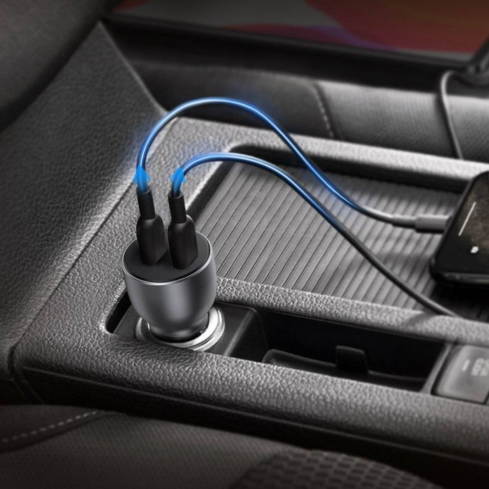 Ugreen fast car charger 2x USB Typ C Quick Charge 4.0 PD 36 W FCP AFC 3 A gray (CD213 70594)