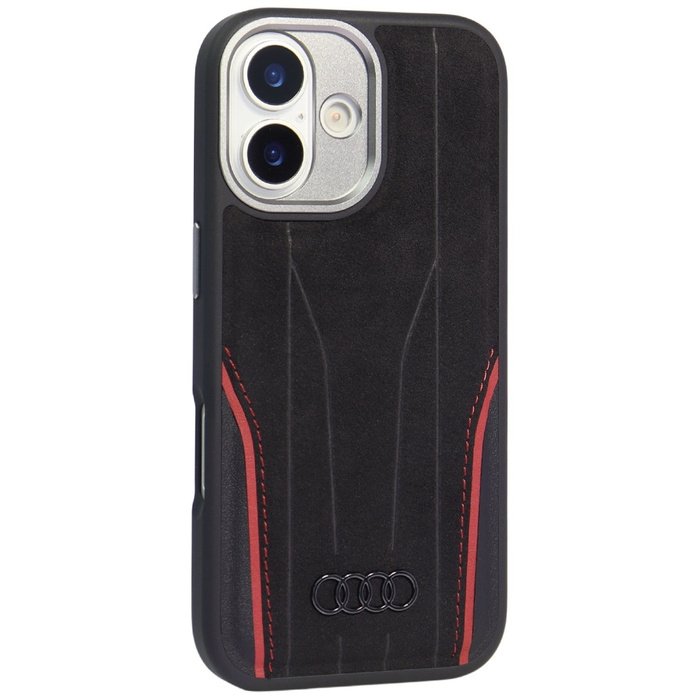Etui Audi R8 Genuine Leather MagSafe do  iPhone 17 czarno-czerwony