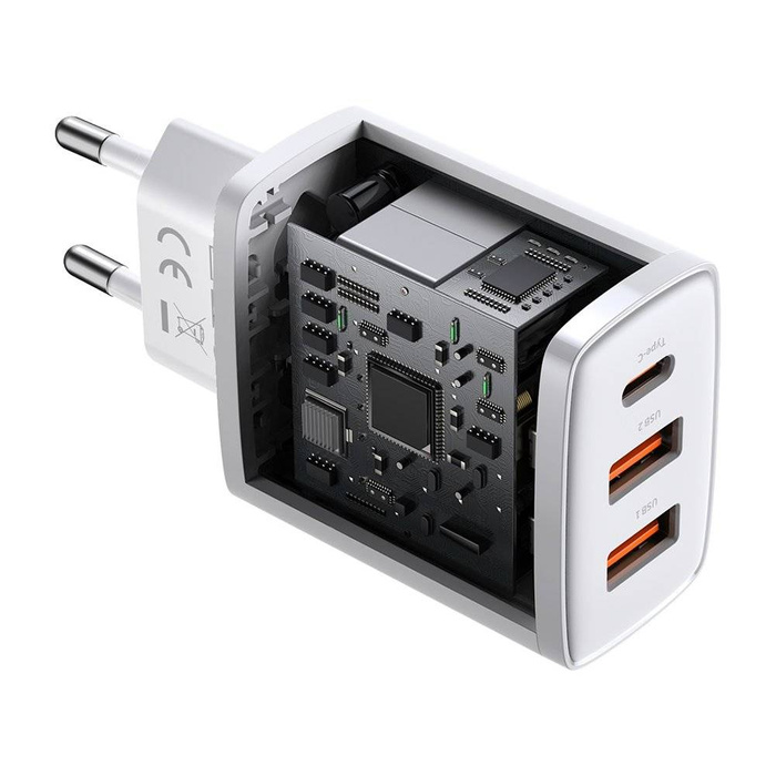 [APRÈS RETOUR] Chargeur rapide Baseus Compact USB Type C / 2x USB 30W 3A Power Delivery Quick Charge blanc (CCXJ-E02)