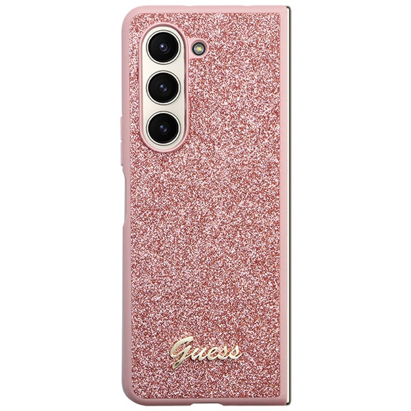 Hülle Guess GUHCZFD5HGGSHP F946 Galaxy Z Fold 5 rosa/rosa hartcase Glitter Schrift Case