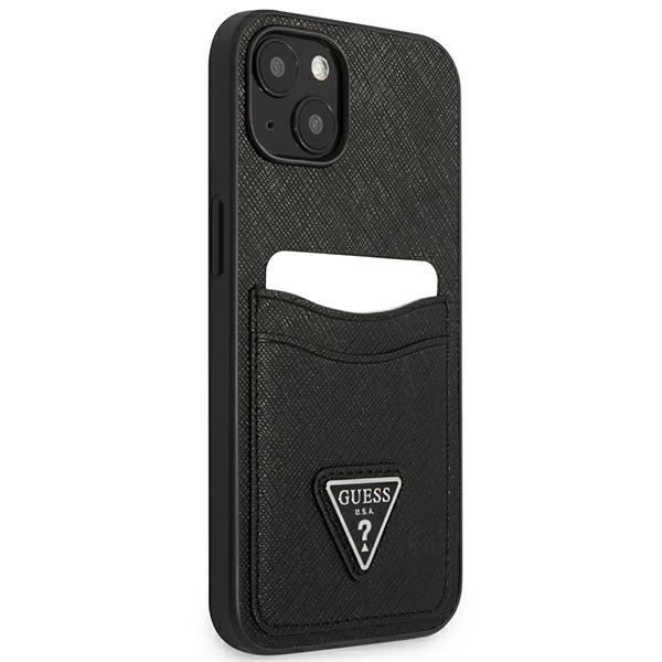 Case GUESS Apple iPhone 13 Mini Saffiano Triangle Logo Cardslot Black Hardcase