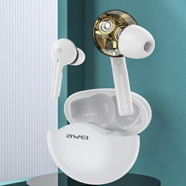 AWEI T12 TWS Bluetooth sports Headphones white / white