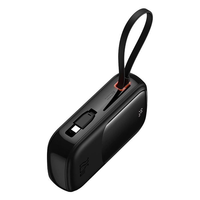 Baseus Qpow Pro+ 20000 mAh 22,5 W Powerbank mit integriertem USB-C-Kabel und Display – Schwarz
