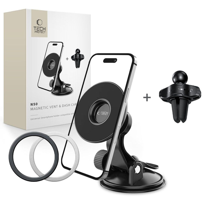 TECH-PROTECT N50 MagNETIC MagSafe DASHBOARD &amp; VENT CAR MOUNT BLACK