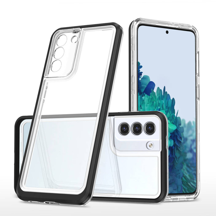 Obal Průhledný kryt 3v1 Obal pro Samsung Galaxy S23+ Silikonový Kryt s rámečkem černý Case