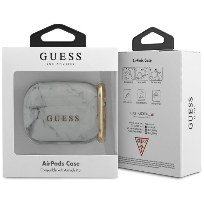 Telefontok GUESS Apple AirPods Pro Cover Marble Collection GUACAPTPUMAWH Fehér tok