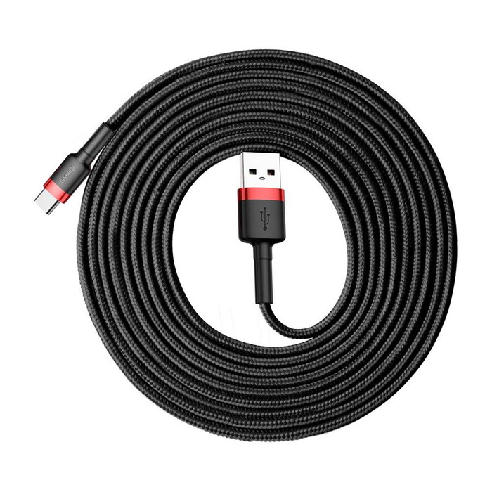 Cavo Baseus Cafule Cavo in nylon resistente USB / USB-C QC3.0 2A 3M nero-rosso (CATKLF-U91)