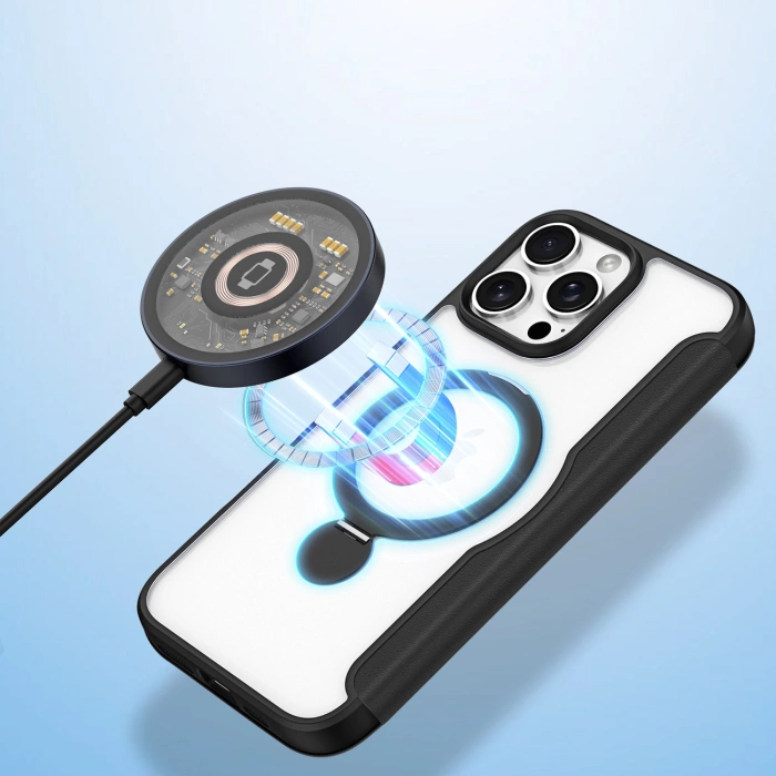 Dux Ducis Skin X Pro Hülle für iPhone 16 Pro mit MagSafe, Flip und Stand – Schwarz