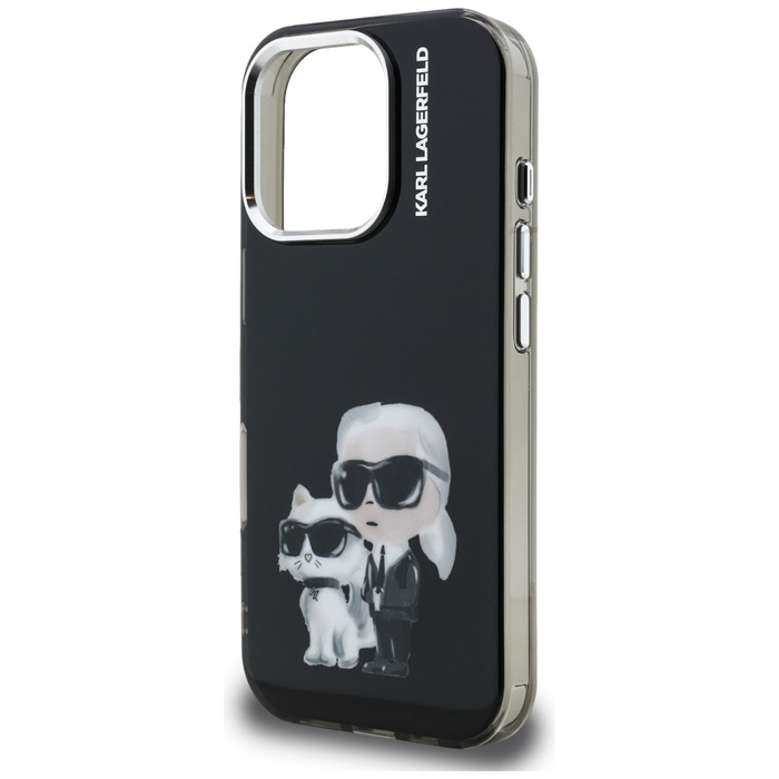 Etui Karl Lagerfeld IML Aquarelle Karl   & Choupette & Logo do iPhone 16 Pro Max czarny
