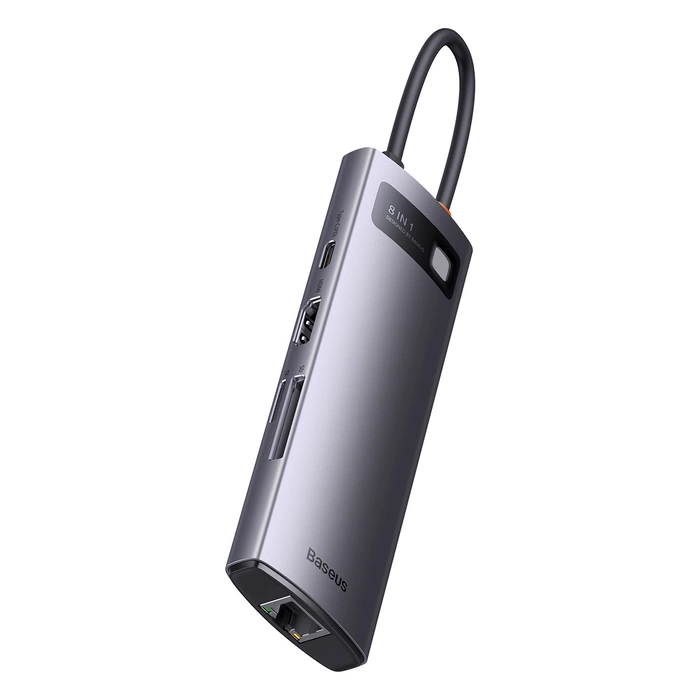Baseus StarJoy 8 az 1-ben Hub, USB-C - 3x USB 3.1 + HDMI + USB-C PD + RJ45 + micro SD/SD