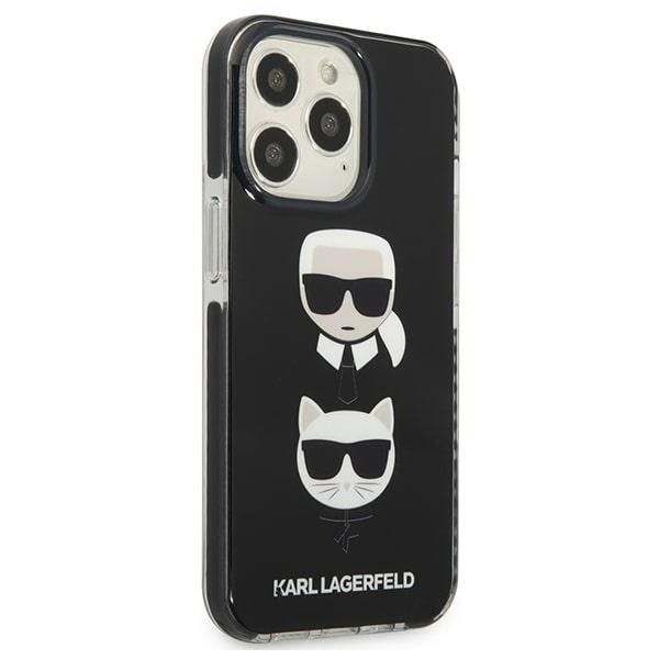 Hülle KARL LAGERFELD Apple iPhone 13 13 Pro Karl&Choupette Kopf Schwarz Hartcase