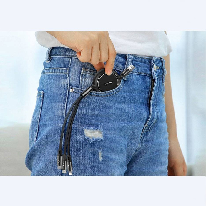 Baseus Golden Loop 3in1 USB cable - micro USB / Lightning / USB-C 3.5A 35cm - 120cm black (CAMLT-JH01)