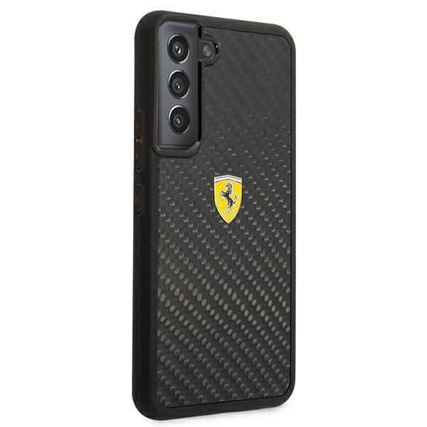 Hülle FERRARI Samsung Galaxy S22 Plus On Track Real Carbon Schwarz Hartcase