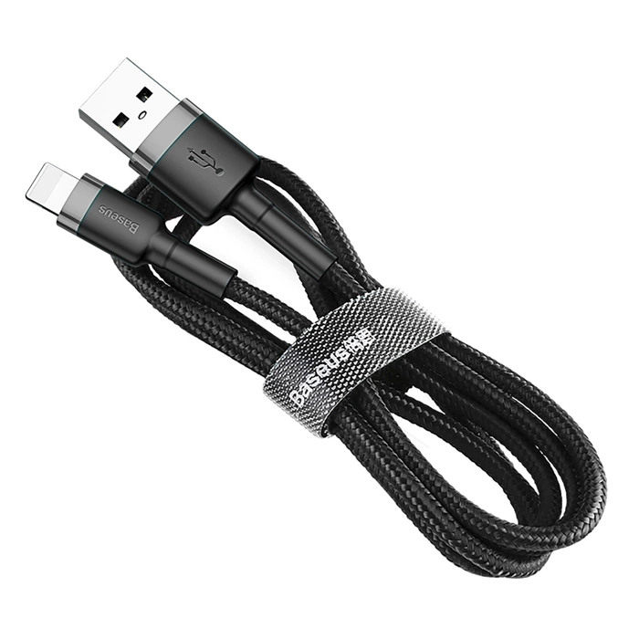Baseus Cafule Cable durable nylon cord USB / Lightning QC3.0 2.4A 1M black-gray (CALKLF-BG1)