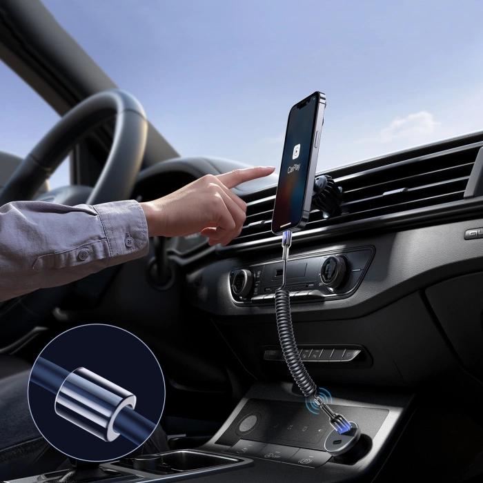 Joyroom S-A43 Crystal-Clear Series 3A USB-A - Lightning spiral cable 1.5m - black