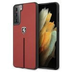 FERRARI Samsung Galaxy S21 G991 Off Track Cuero Nylon Stripe FEOSIHCS21SRE Estuche rígido rojo