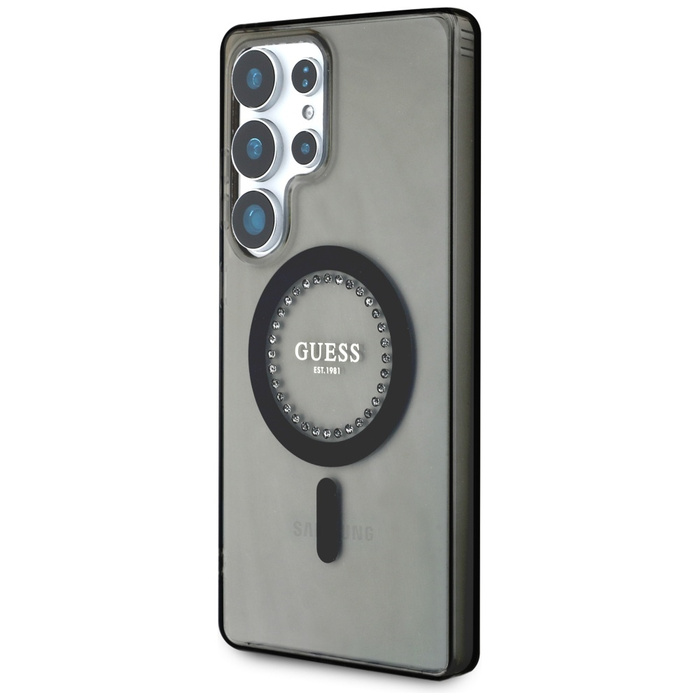 Etui Guess Rhinestones Printed Classic    Logo MagSafe Samsung Galaxy S25 Ultra czarny