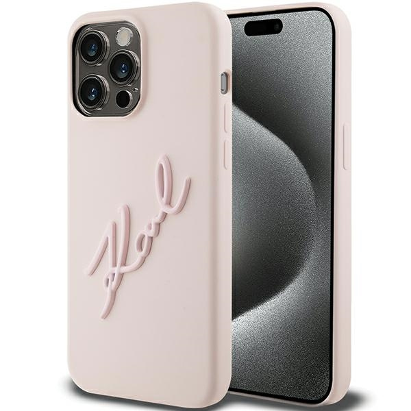 Etui Karl Lagerfeld KLHCP15XSKSBMCP iPhone 15 Pro Max 6.7" różowy/pink hardcase Silicone Karl Script Case