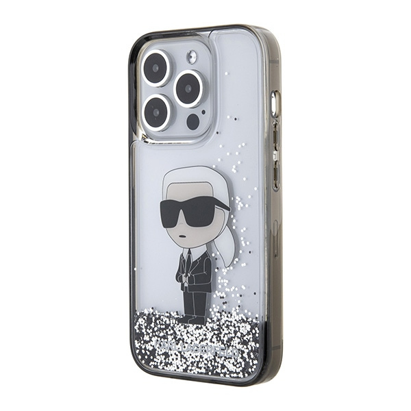 Etui Karl Lagerfeld KLHCP15LLKKNSK iPhone 15 Pro 6.1" transparent hardcase Liquid Glitter Ikonik Case