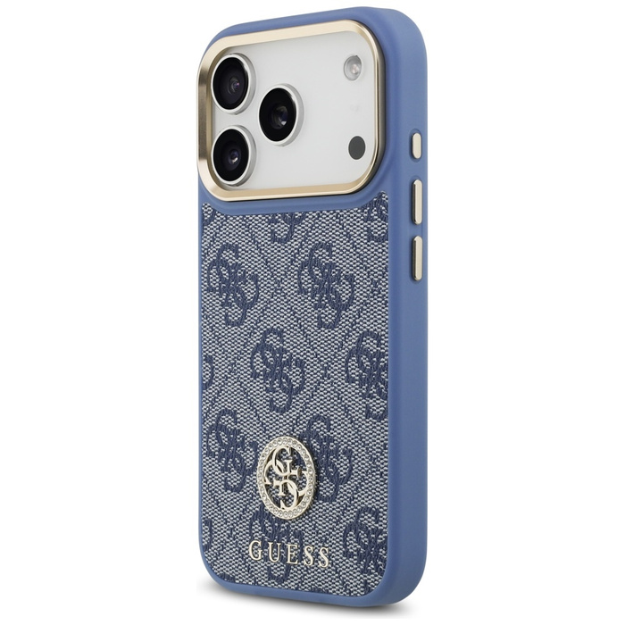 Etui Guess 4G Strass Logo MagSafe do     iPhone 17 Pro niebieski
