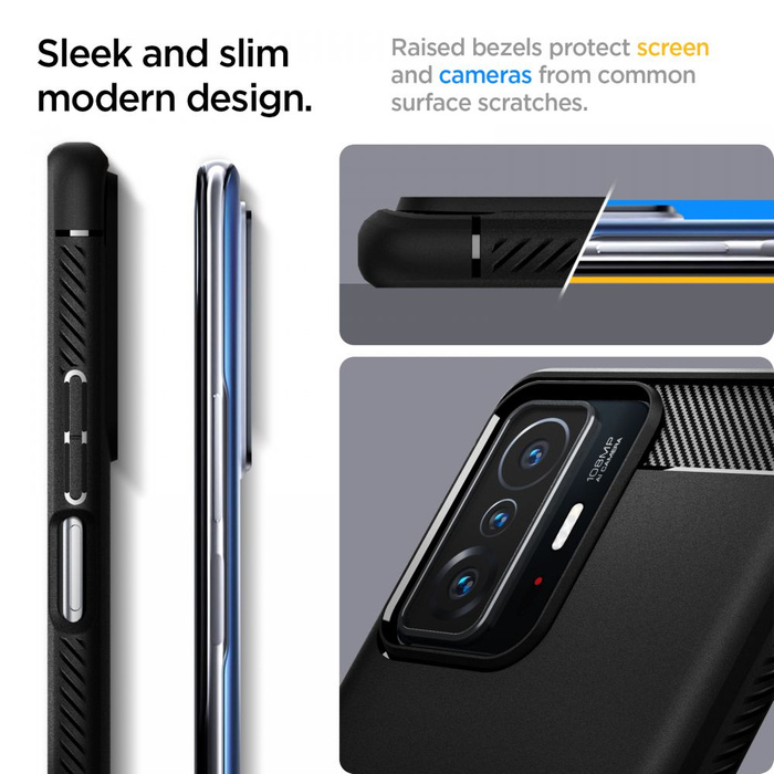 Hülle Spigen Xiaomi 11T 5G 11T Pro 5G Rugged Armor MATTE Schwarz Case