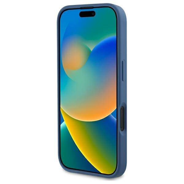 Etui Guess iPhone 16 6.1" niebieski/blue hardcase 4G Printed Stripes MagSafe