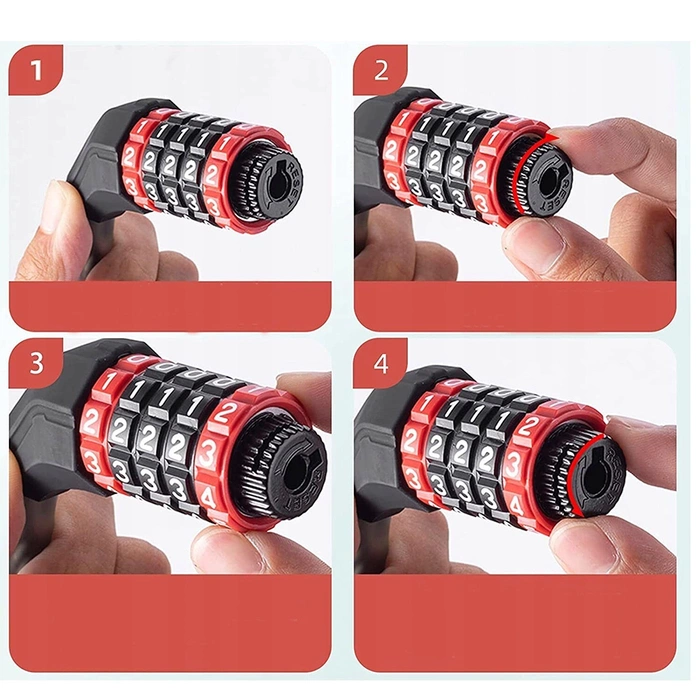 Rockbros RKS507-1BK Fahrradschloss mit Zahlenkombination 1,8 m – Schwarz