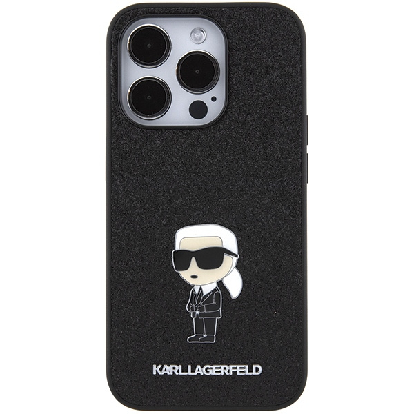 Karl Lagerfeld KLHCP15XGKNPSK iPhone 15 Pro Max 6,7" nero/nerocase Fisso Glitter Logo Ikonik Spilla di metallo