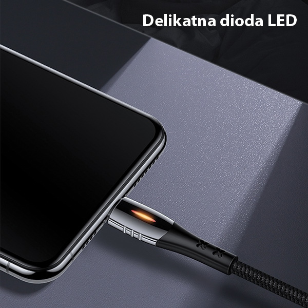 Kábel Opletený USAMS Lightning U-Tone Power-off 2A Rýchle nabíjanie 1,2 m čierny