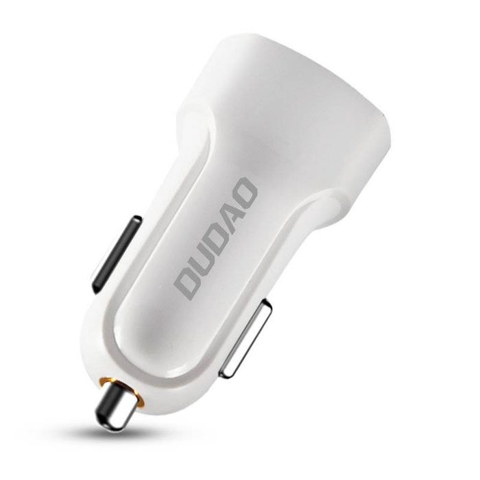 Dudao car kit charger 2x USB 2.4A + cable USB cable 3in1 Lightning / Type C / micro USB white (R7 white)