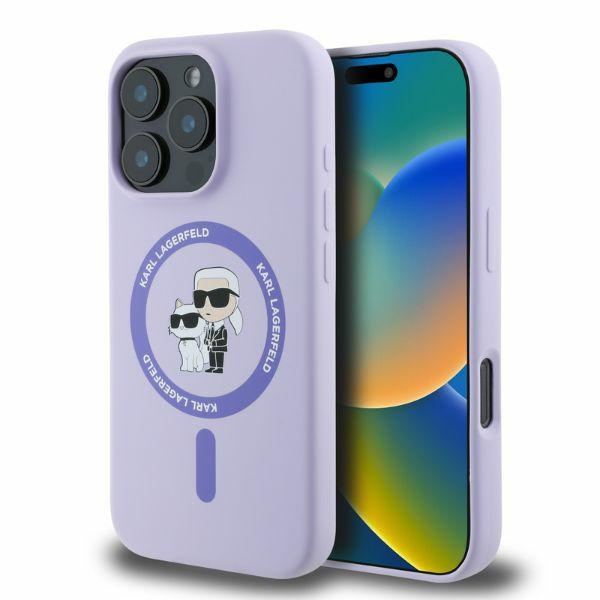 Etui Karl Lagerfeld iPhone 16 Pro Max fioletowy/purple HC MagSafe Silicone KC Heads Ring
