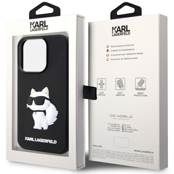 Case Karl Lagerfeld KLHCP14X3DRKHNK iPhone 14 Pro Max 6.7" black/black hardcase Rubber Choupette 3D Case