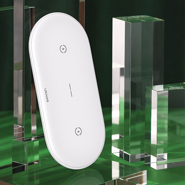 USAMS induktives Ladegerät 10W Dual Weiß