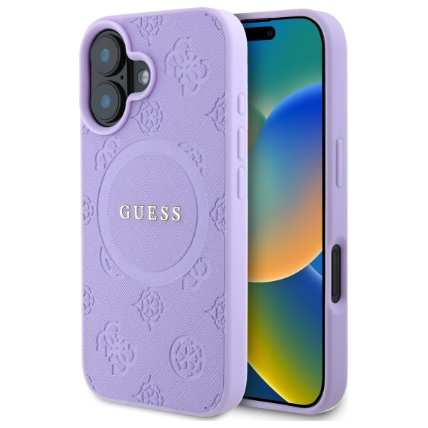 Etui Guess iPhone 16 6,1" fioletowy/purple HC MagSafe Safiano Peony Classic Logo