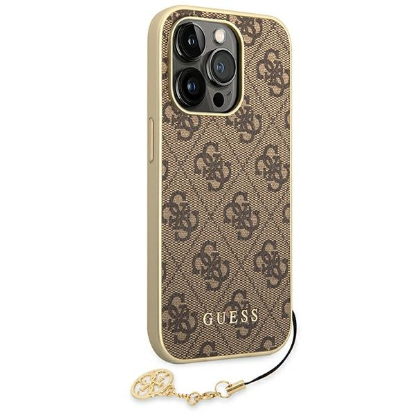 Hülle GUESS Apple iPhone 14 Pro 4G Charms Kollektion Braun Hartcase