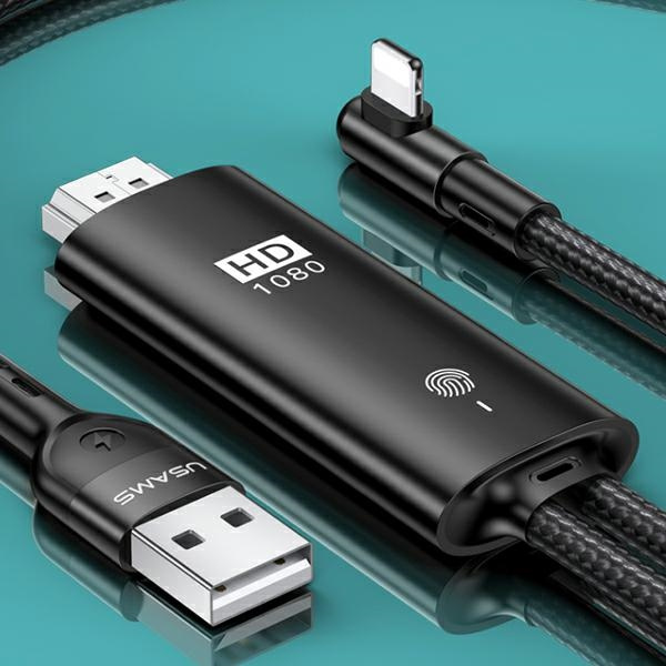 USAMS USB HDMI Cable Apple Lightning U53 US-SJ442 2m Black